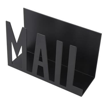 Imagem de HURRISE Organizador de Correio de Metal, Suporte de Correio de Mesa de Design Oco Elegante Com Recorte de Minimalista para Contas, Cartas, Papéis, Material de Escritório, 15 X (Preta)