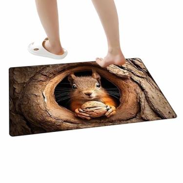 Imagem de Tapete de ilusão 3D, tapete antiderrapante macio de secagem rápida para esquilo e cachorro, tapete de porta com ilusão de ótica | para aniversário, ação de graças, casa, feriado, festa, véspera