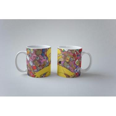 Imagem de Caneca Porcelana Homer Simpson Bebado Colorida Rosquinhas 325ml