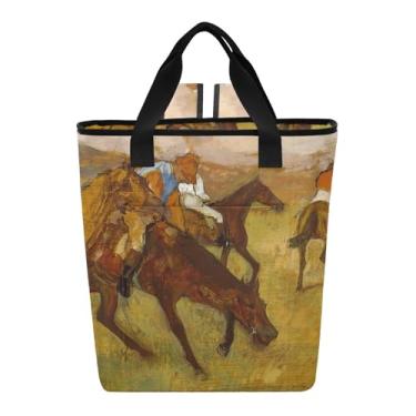 Imagem de Bolsa térmica Edgar Degas Prints Jockeys arte viagem bolsa térmica para avião 36 latas mochila de refrigeração