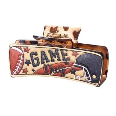 Imagem de Clipes de cabelo de dia de jogo de futebol para mulheres grandes antiderrapantes garras de cabelo de acrílico tartaruga, acessórios para o dia do jogo, roupas esportivas, time, dia espiritual,