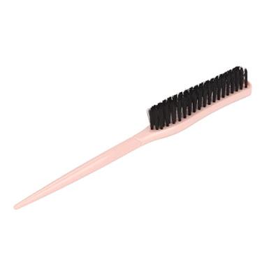 Imagem de Escova para provocar cabelo, escova de cabelo com alça de cauda, 3 fileiras de nylon adiciona volume, ergonômica, portátil, penteadeira, rabo de rato, para salão de beleza (rosa)