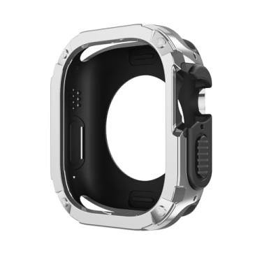 Imagem de QPDRNC Capa 2 em 1 para apple watch série 8/7/se/6/5/4 ultra 41mm 45mm 40mm 44mm 49mm tpu pc protetor à prova de choque para iwatch(Silver,45mm)