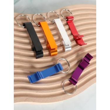 Imagem de 6 abridores de garrafa de cerveja coloridos, chaveiro de metal premium, requintado e compacto, é conveniente para carregar. Abra a tampa da garrafa facilmente (mistura de cores)