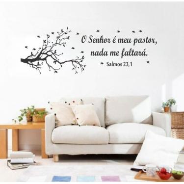 Imagem de adesivo de parede salmos 23 bíblicos decoração quarto sala igreja galh