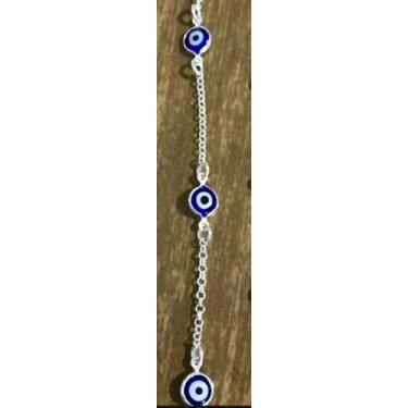 Imagem de Promoção Pulseira Prata Maciça 925 Olho Grego Azul - Lojas La&Ny , Pra