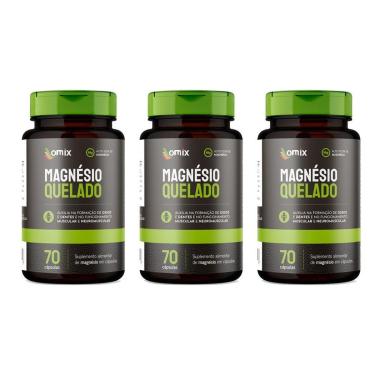 Imagem de Kit 3x - Magnésio Quelato - 70 cápsulas - Omix-Unissex