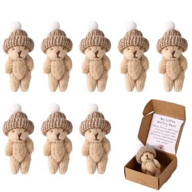 Imagem de TOYMIS 8 Conjuntos Mini Ursos de Pelúcia em Caixa, Feitos à Mão Ursos da Preocupação Boneco Positivo com Cartões Inspiradores Bichinhos de Pelúcia para Família Amigos Colegas Trabalho Presente