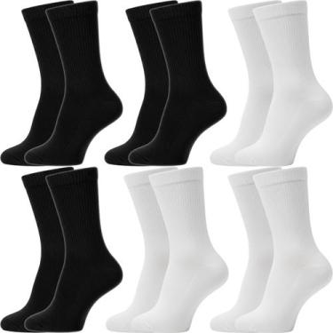 Imagem de Kit 6 Pares Meias Cano Médio Longo Academia Sport Atacado Tamanho:G - 