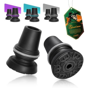 Imagem de BeneCane Pacote com 2 pontas de cana de substituição de 9,5 cm, bases de borracha antiderrapantes resistentes, ajuste universal para bengalas e muletas, almofadas para pés para todos os terrenos