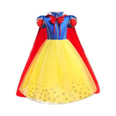 Imagem de Vestido De Princesa Branca De Neve Para Meninas Com Capa, Fantasia De 