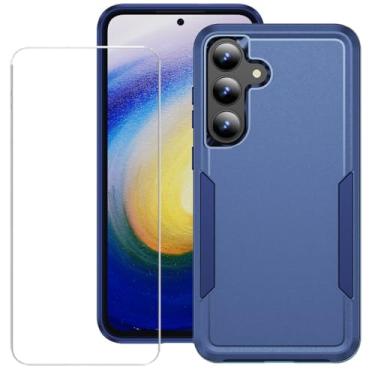 Imagem de Capa para Samsung Galaxy A17 5G com protetor de tela, capa para celular Samsung A17 5G, ajuste fino, de grau militar, resistente, capa protetora para Galaxy A17 5G (1, azul, S25 FE)