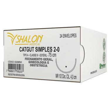 Imagem de Fio De Sutura Catgut Simples 2-0 C/ag.3 (Cx 24 Unid) - Shalon