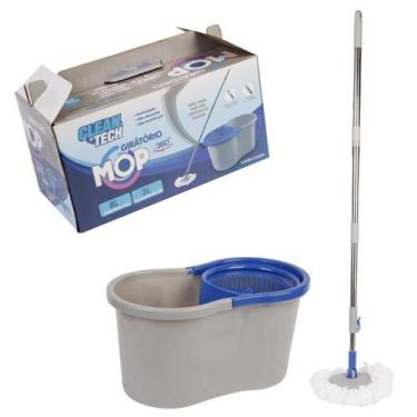 Imagem de Mop Giratório 360º com Balde Duplo Limpeza Haste de Aço Inox Resistent