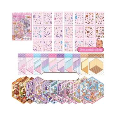 Imagem de Livro De Adesivos 3D Com Cenário De Cabana De Desenho Animado, Brinque