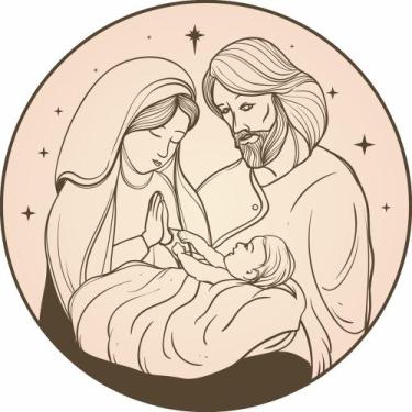 Imagem de Painel De Tecido Sublimado Redondo Presépio de Natal Menino Jesus C/El