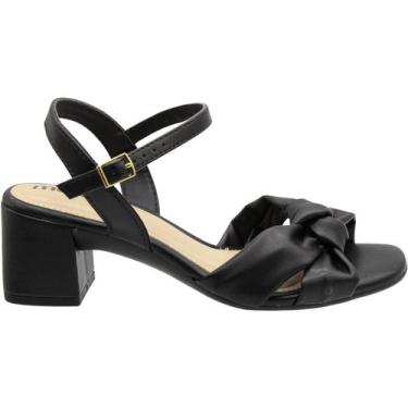 Imagem de Sandália Salto Grosso Médio Moleca Napa Nó Confort Feminina, 37, Preto