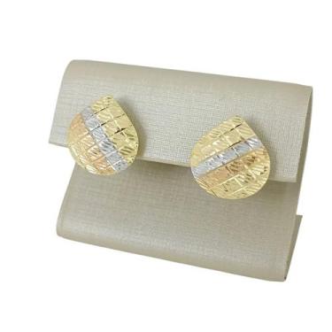 Imagem de Brinco Banhado a Ouro Fixo De Gota 3 Cores Bijou Art