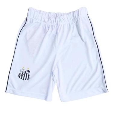 Imagem de Shorts Santos Infantil Juvenil Branco Oficial, Tam 2