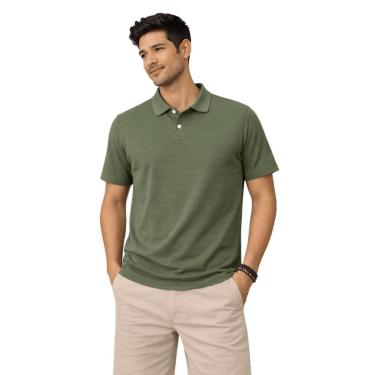 Imagem de Camisa Polo Manga Curta Masculina Slim Fico 00669 Verde-Masculino