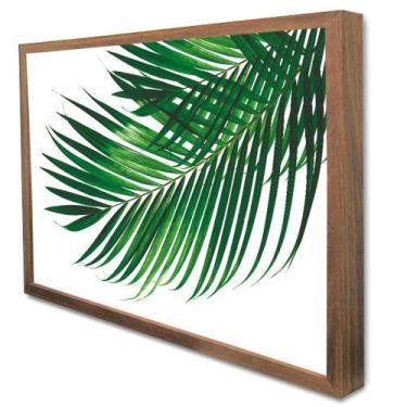 Imagem de Quadro Decorativo Floral Folha Palmada Verde em Moldura Caixa - TaCola