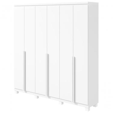 Imagem de Guarda Roupa Casal Alonzo 6 Portas dobradiças 4 Gavetas 100% MDF Branco Móveis Lopas
