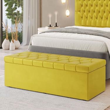 Imagem de Calçadeira Baú Sagitarius em Veludo para Cama Box Casal Queen 160cm