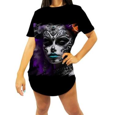 Imagem de Camiseta Longline La Catrina Mexicana Dama Esqueleto 6 - Kasubeck Stor