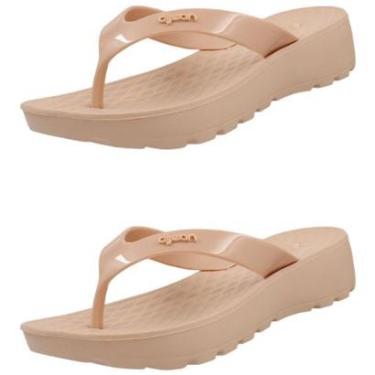 Imagem de Kit 2 Pares Chinelo Feminino Ortopédico Salto Anabela Dijean-Feminino
