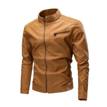 Imagem de Jaqueta Para Frio Masculina Couro - WEBMS, Marrom claro, GG
