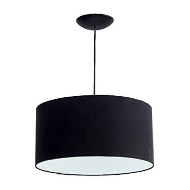 Imagem de Pendente acappella cúpula 40cm preto lustre tecido 100% algodão luminária cilindrico redondo sala quarto interior iluminação
