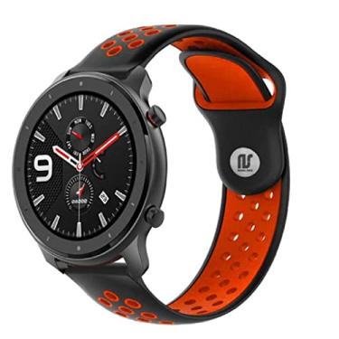 Imagem de Pulseiras NSmart compatíveis com Amazfit GTR 47MM / GTR 2 / GTR 2e / GTR 3 / GTR 4 (Preto com Vermelho NK)