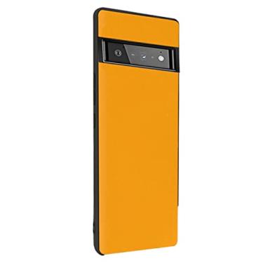 Imagem de Capa para Google Pixel 6/6 Pro, capa traseira de proteção antiqueda de couro PU + TPU premium proteção antiarranhões, amarela, 6 polegadas