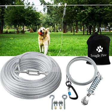 Imagem de Snagle Paw Dog Tie Out Runner for Yard, Trolley System para cães grandes, cabo de corrida aéreo para cães de serviço pesado com linha de corredores de polia de 3 m para cães de até 4,5 kg, quintal ou acampamento, 1,8 m