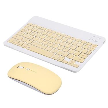 Imagem de Babaobox 10 polegadas portátil BT teclado mouse combinação 78 teclas mini teclado recarregável 3 engrenagens DPI mouse ajustável amplamente compatível (yellow)