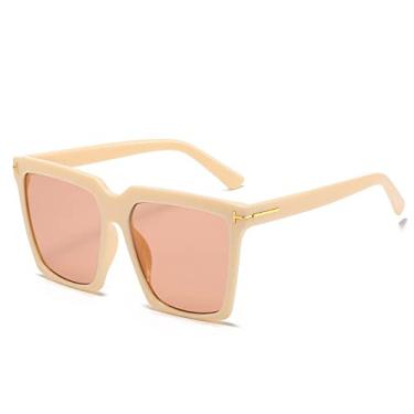 Imagem de Óculos de sol masculinos e femininos Óculos de sol quadrados fashion designer de luxo óculos de sol femininos olho de gato óculos retrô clássicos uv400,5, amarelo, chá, como imagem