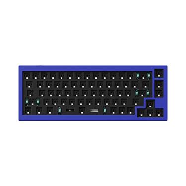 Imagem de Keychron Teclado mecânico Q2 personalizado versão completa de alumínio com fio Barebone, macro programável QMK/VIA, compatível com Mac Windows Linux, layout de 65% hot swappable, kit DIY de junta dupla - azul