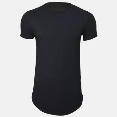 Imagem de Camiseta Line Preto Lisa Sem Estampa T-Shirt Tee Preta Long - No Sense