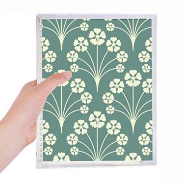 Imagem de Caderno decorativo de folhas soltas e brancas verdes com flores e folhas brancas