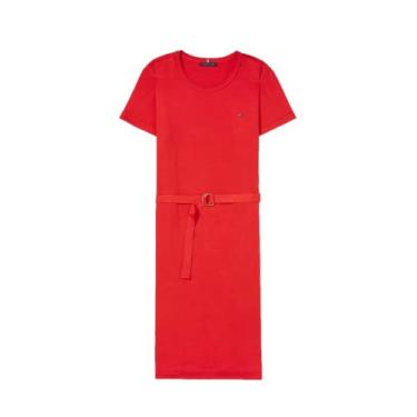 Imagem de Tommy Hilfiger Vestido camiseta feminino adaptável, Vermelho primário, GG
