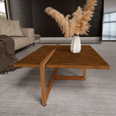 Imagem de Mesa Centro Estilo Industrial Berlin Decorativa Moderna Klm Móveis Imbuia/bronze