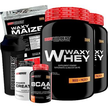 Imagem de Kit 2x Whey Protein Waxy Whey 900g + BCAA 4,5 100g + Power Creatina 100g + Waxy Maize 800g + Coq - Bodybuilders (Paçoca)