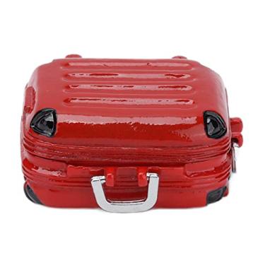 Imagem de Vakitar Mini mala rígida de viagem fofa simulação de vida bonecas mala de viagem, para casa, casa de bonecas (vermelha)