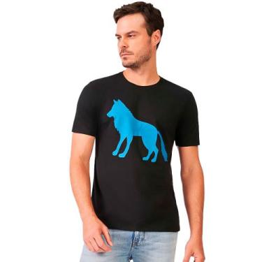 Imagem de Camiseta Acostamento Wolf P24 Preto E Azul Masculino