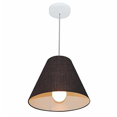 Imagem de Lustre Pendente Cone Cúpula Tecido 25/30x12 cm, Vivare Iluminação, Pendente4028 PR, Preto, Pequeno
