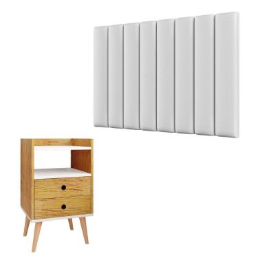 Imagem de Kit Cabeceira Painel Estofado Modular Cama Box Solteira Sophia e Mesinha Moderna Gavetas Organizadora Nicho Multiuso Retrô Dream - RPM