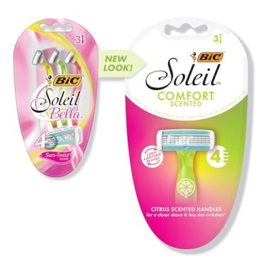 Imagem de BIC Soleil Bella — Lâmina de barbear descartável feminina com 4 lâminas, perfume Sun-Twist, 3 unidades