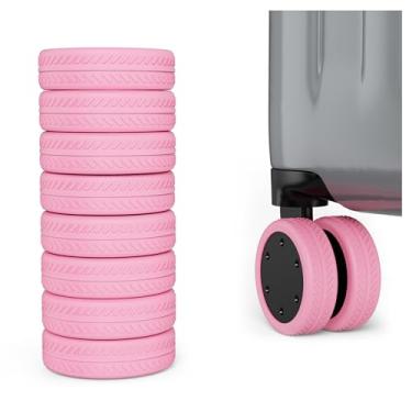 Imagem de AWINNER Pacote com 8 capas para rodas de bagagem – Capas protetoras de silicone para a maioria das 8 malas de rodas giratórias ou rodízios de cadeira de escritório, duráveis, silenciosas e com
