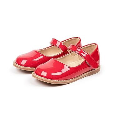 Imagem de Chinelo de gato para meninas tamanho 11 infantil infantil sapatos de couro pequeno inglês primavera e outono sapatos únicos sola macia, Vermelho, 7 Toddler