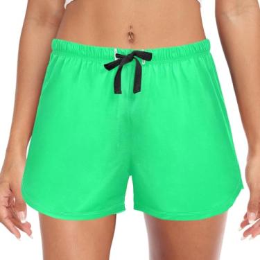 Imagem de CHIFIGNO Shorts de pijama feminino com bolsos e shorts de pijama confortáveis, P-2GG, Verde primavera, G